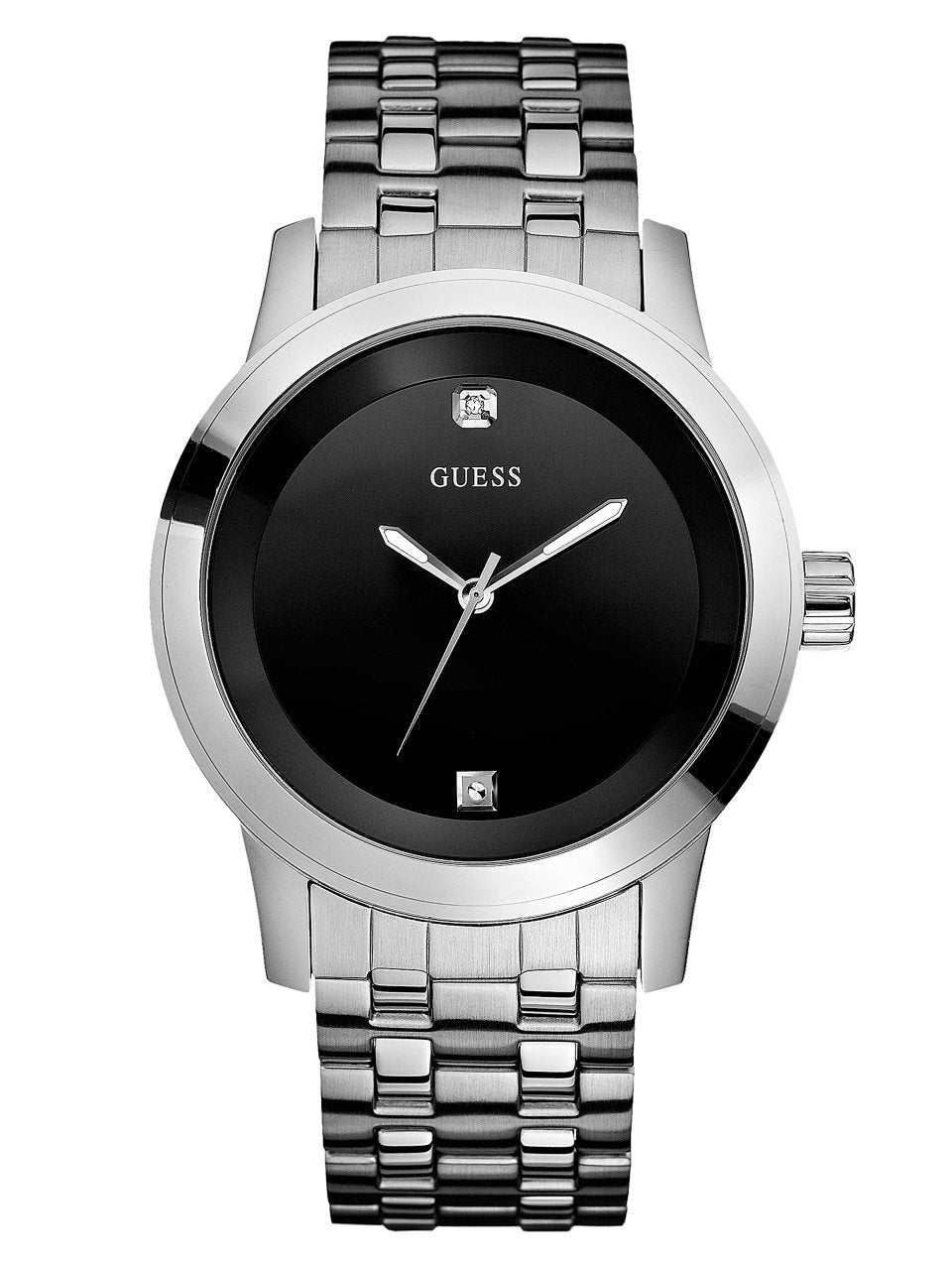 GUESS Black U11576G1 Watch INC - SPORT and Diamond - Dress WATCHES US Silver-Tone