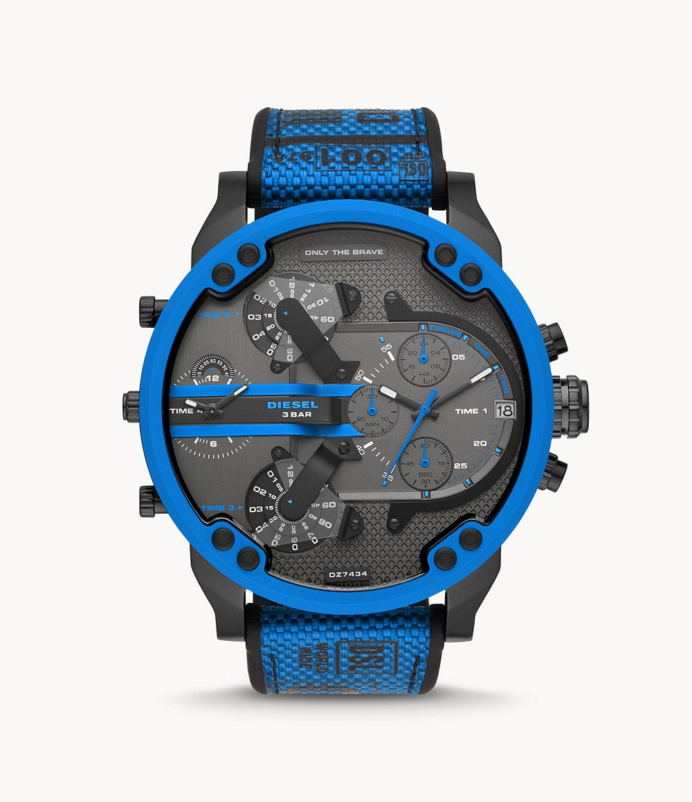 Latest Diesel Mr. Daddy 2.0 Chronograph Blue Nylon and Silicone Watch -DZ7434