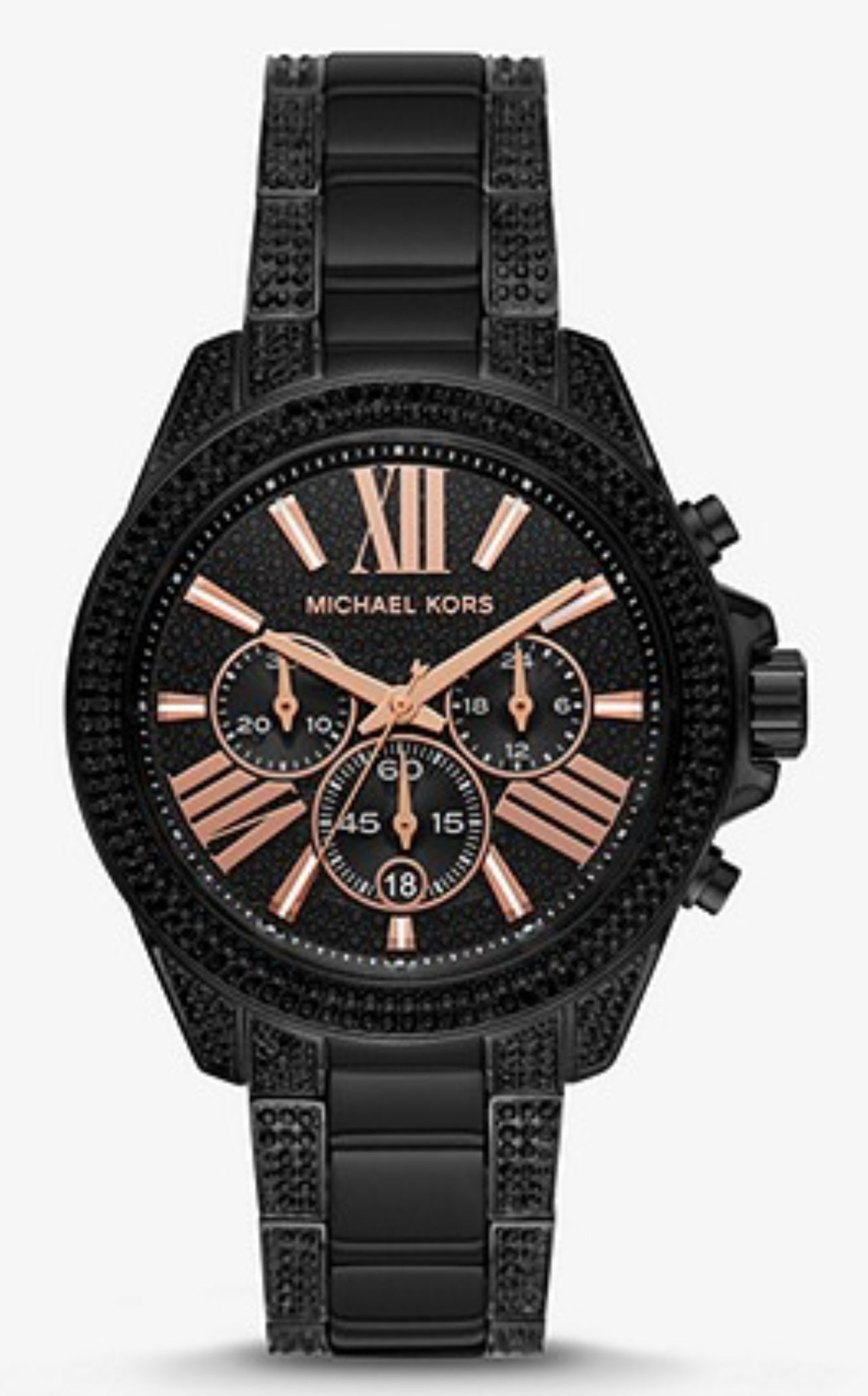 Michael Kors Women's Wren Chronograph Black Crystal Dial Black Stainless Steel Watch